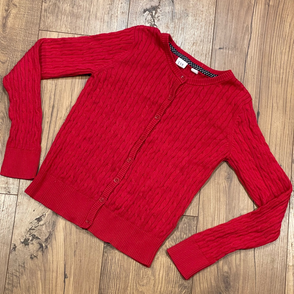 GAP girls Red corded sweater size Medium. Like new. Non-toxic detergent.